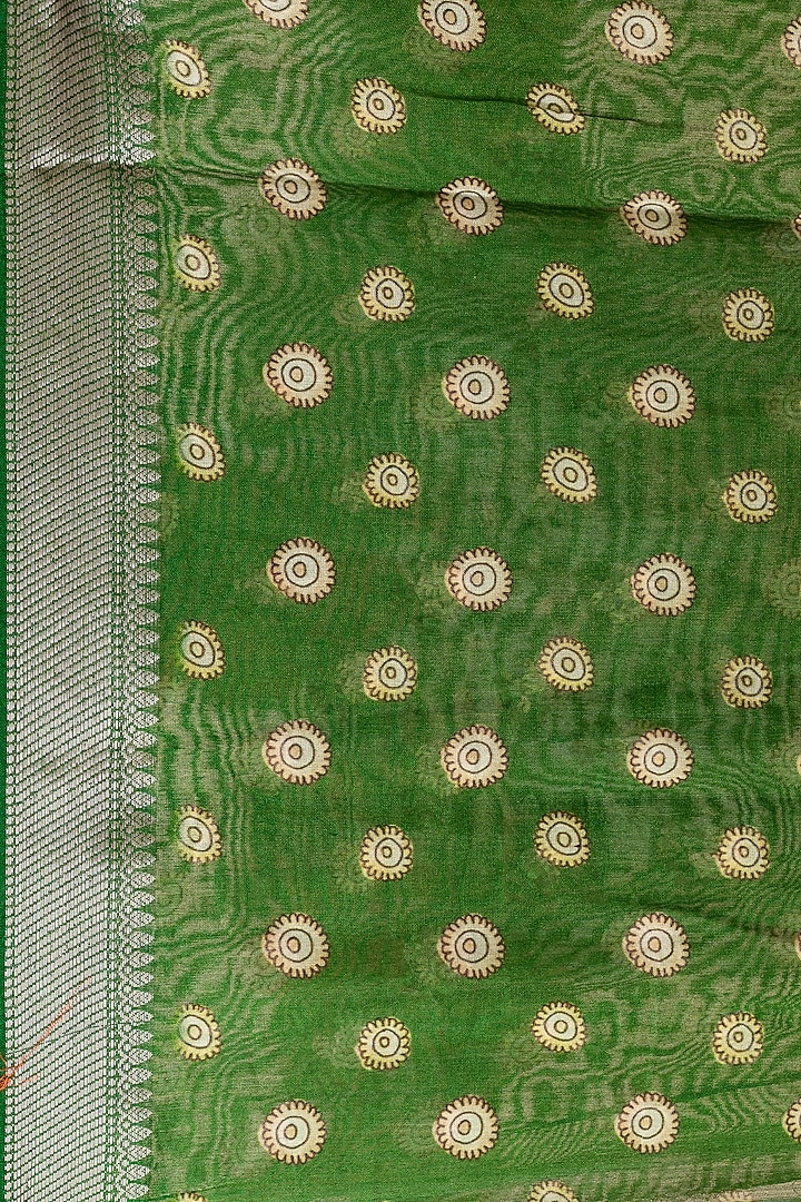 Light Green Chanderi Silk Digital Printed Festive Saree Set by Taba Kashi By Artika Shah at Pernia's Pop Up Shop