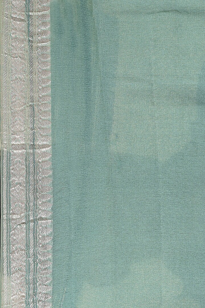 Algae Green Chiffon Embroidered Party Wear Saree Set by Taba Kashi By Artika Shah at Pernia's Pop Up Shop