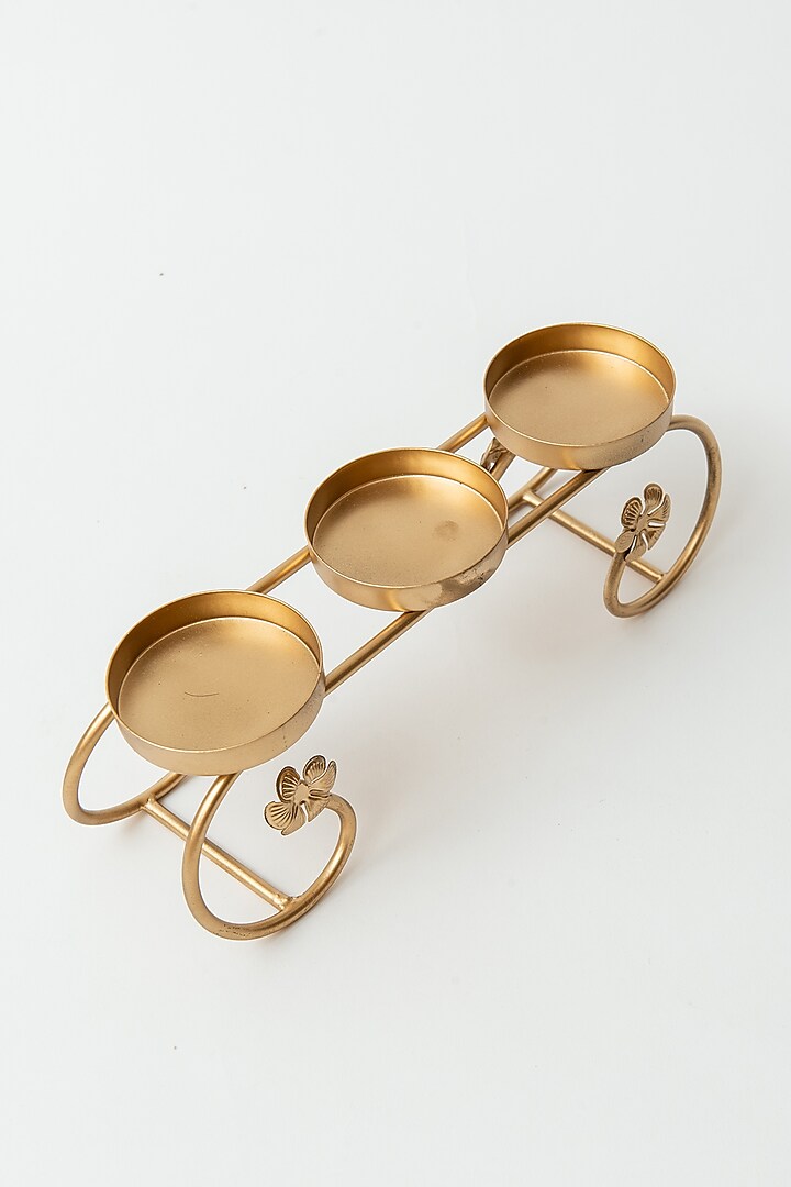 Gold 3 Piece Tea Light Holder by Table Manners