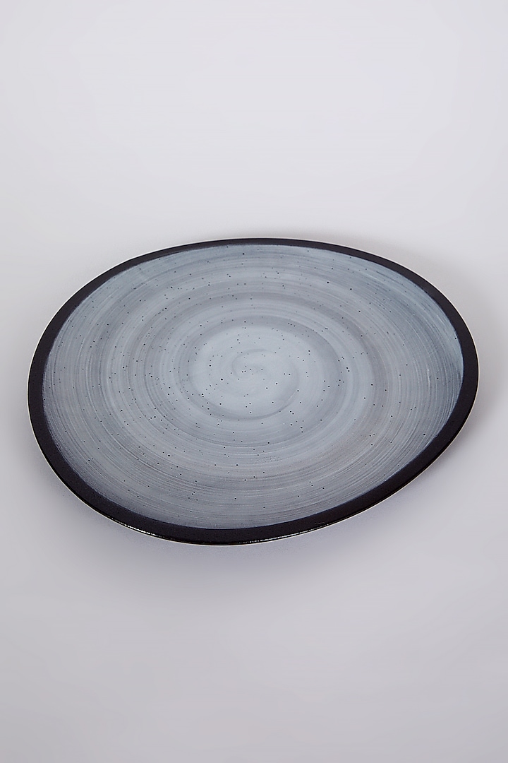 Black Porcelain Marble Textured Plate by Table Manners