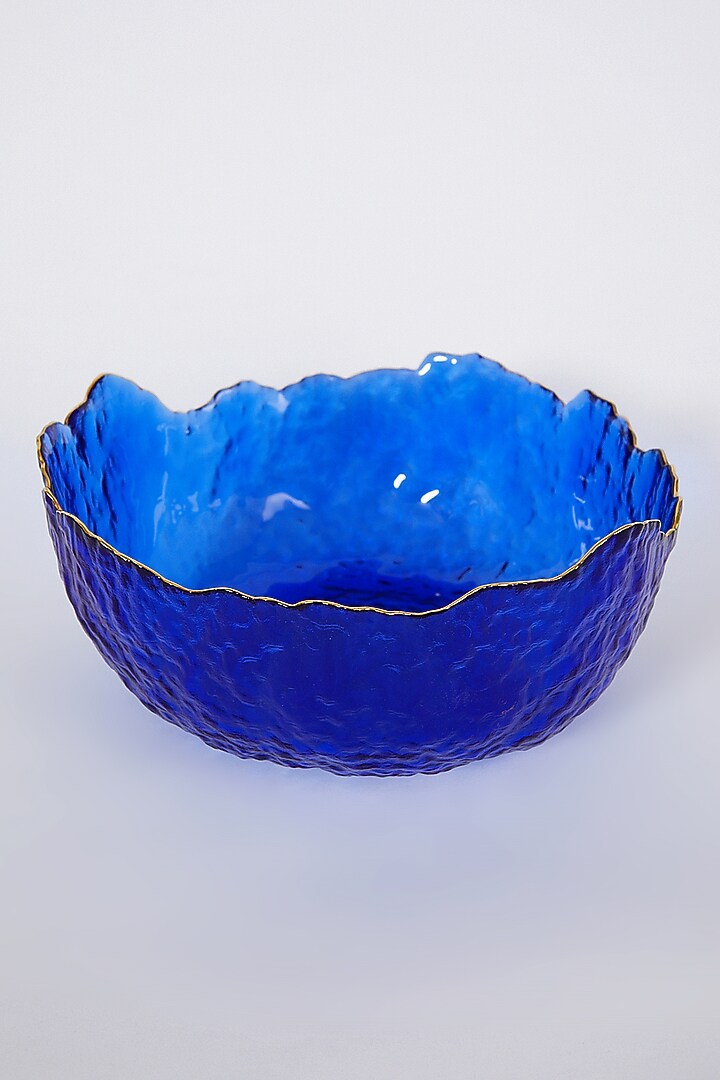 Blue Glass Asymmetrical Dessert Bowl by Table Manners at Pernia's Pop Up Shop