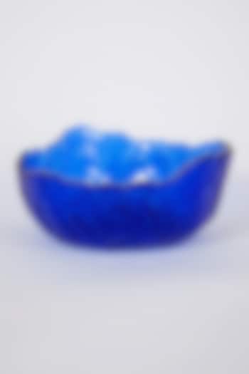 Blue Glass Asymmetrical Serving Bowl by Table Manners