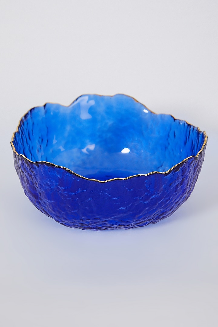 Blue Glass Asymmetrical Fruit Bowl by Table Manners at Pernia's Pop Up Shop