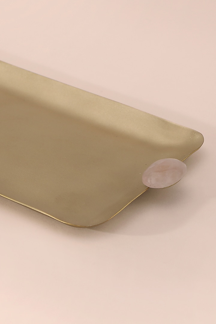 Gold Brass & Rose Quartz Stone Platter by Table Manners at Pernia's Pop Up Shop
