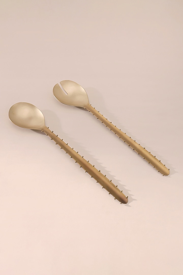 Gold Brass Serving Spoon Set by Table Manners