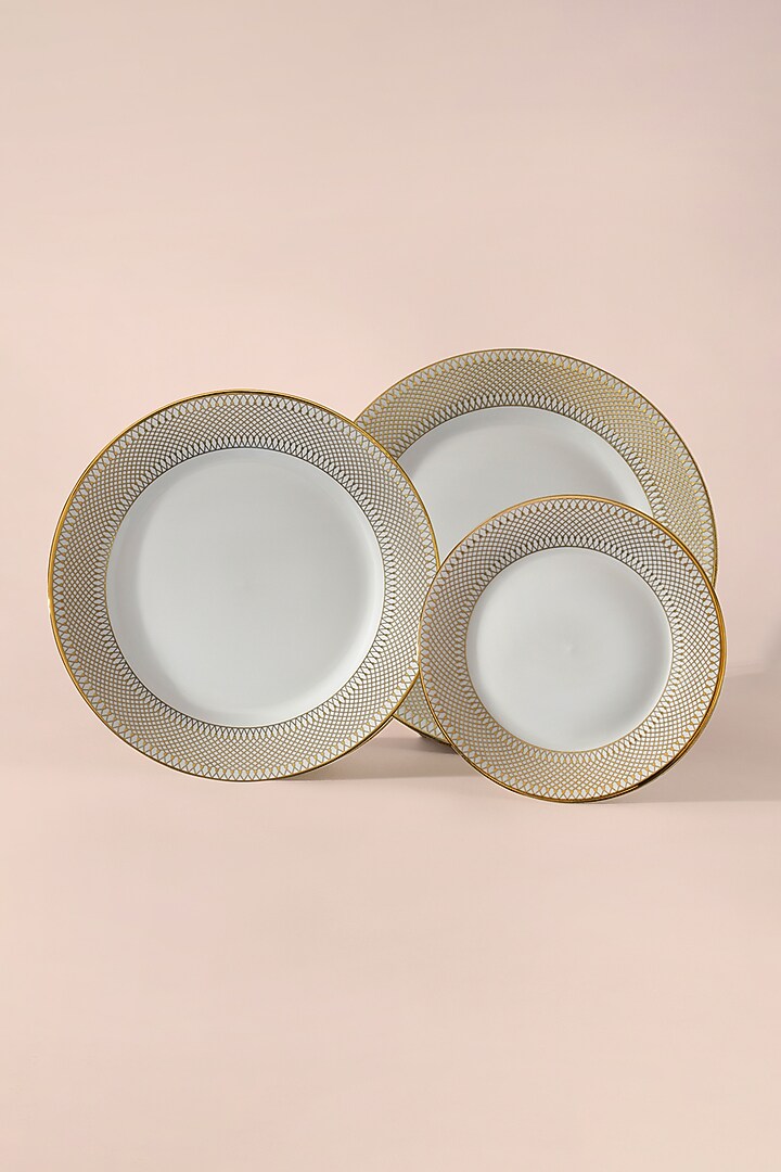 Gold & White Bone China Plate Set by Table Manners at Pernia's Pop Up Shop