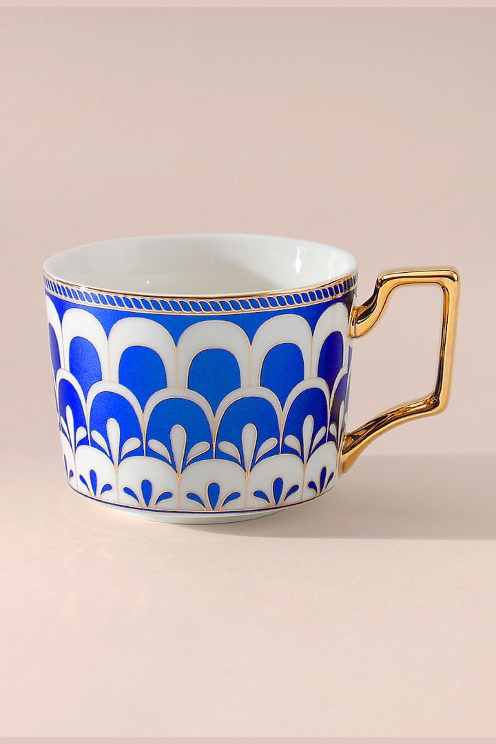 Blue & White Bone China Cup With Saucer (Set of 1 Cup and Saucer) by Table Manners at Pernia's Pop Up Shop