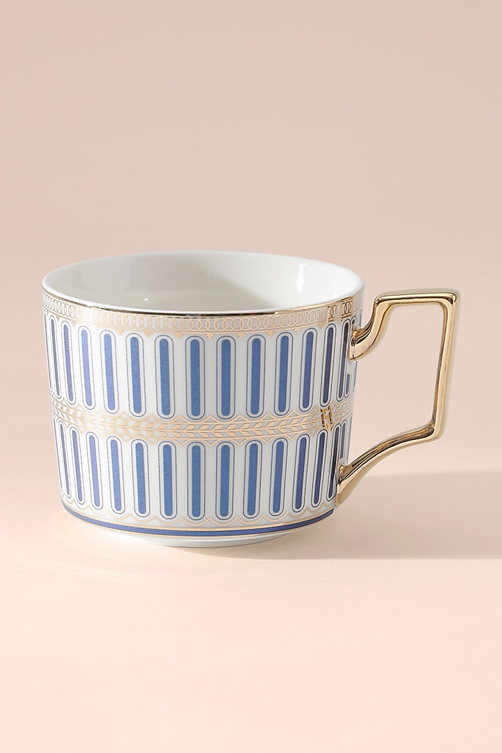 Blue & White Bone China Cup With Saucer (Set of 1 Cup and Saucer) by Table Manners at Pernia's Pop Up Shop