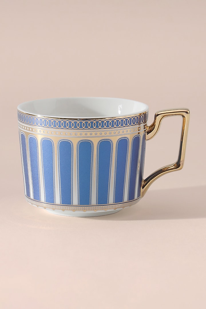 Blue & White Bone China Cup With Saucer (Set of 1 Cup and Saucer) by Table Manners at Pernia's Pop Up Shop