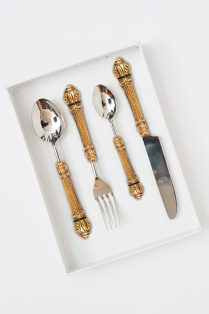 Brown & Silver Stainless Steel Cutlery Set by Table Manners