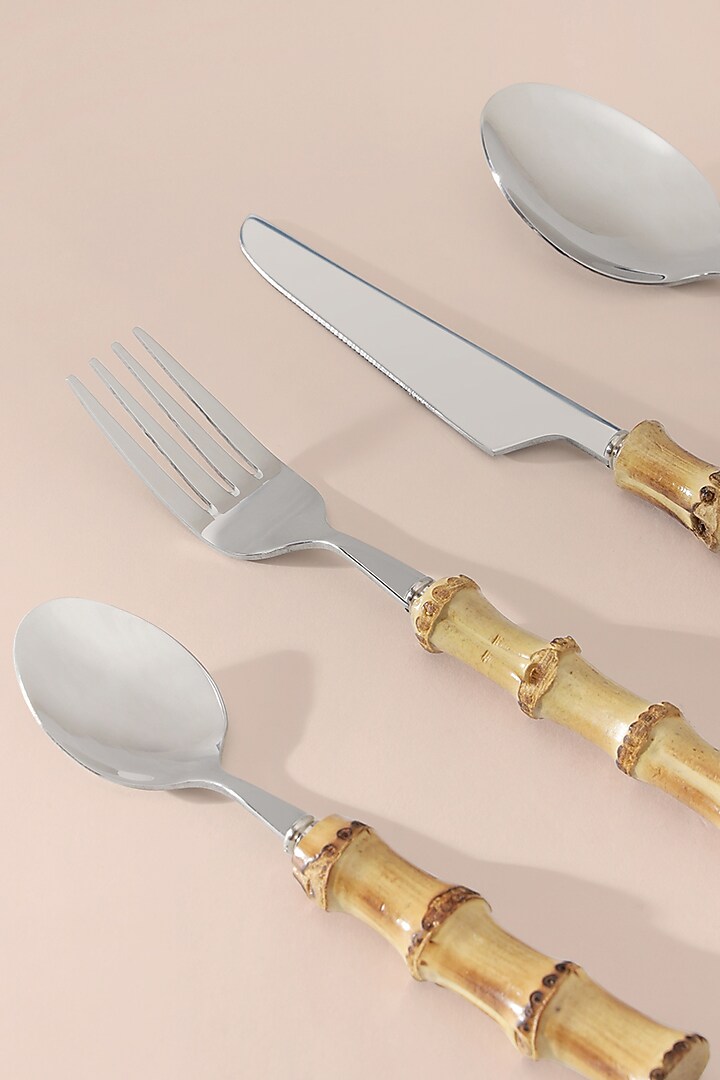 Brown & Silver Stainless Steel Cutlery Set by Table Manners at Pernia's Pop Up Shop