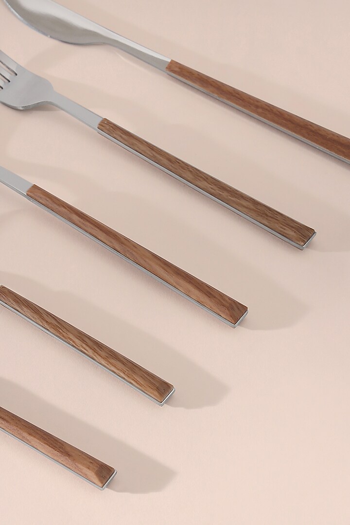 Brown & Silver Stainless Steel Cutlery Set by Table Manners at Pernia's Pop Up Shop
