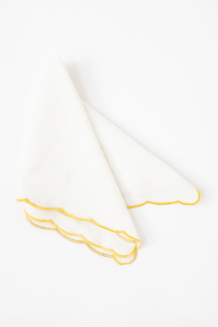 White & Yellow Cloth Napkin Set by Table Manners at Pernia's Pop Up Shop