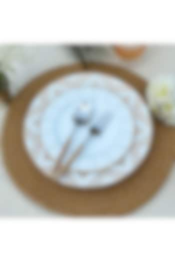 White & Gold Bone China Dinner Plate by Table Manners