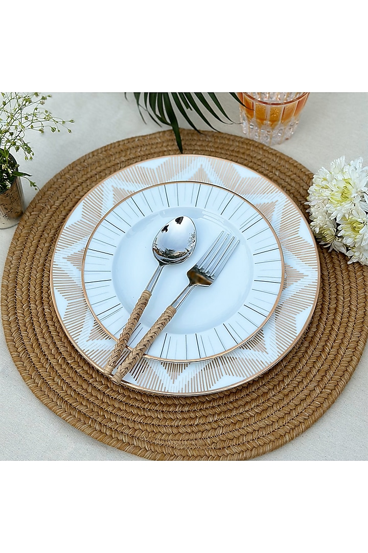 White & Gold Bone China Dinner Plate by Table Manners