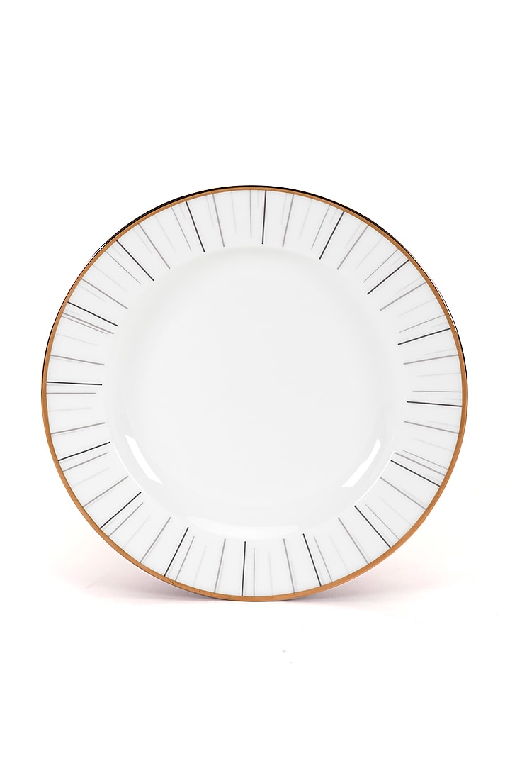 White & Gold Bone China Dinner Plate Design by Table Manners at Pernia ...