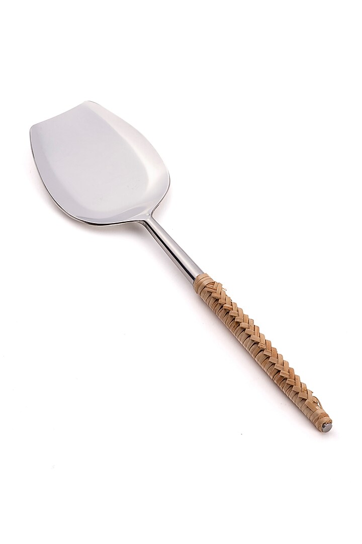 Silver Stainless steel & Rattan Spoons (Set Of 6) by Table Manners at Pernia's Pop Up Shop