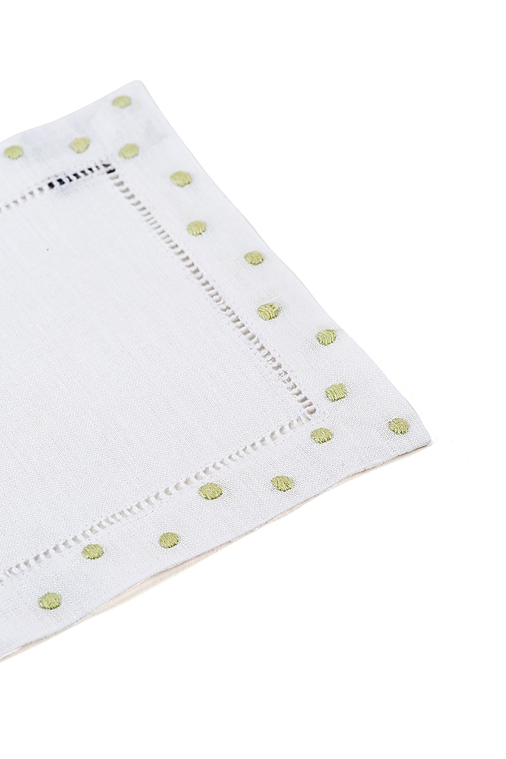 White Linen Polka Dot Cocktail Napkin (Set Of 4) by Table Manners at Pernia's Pop Up Shop