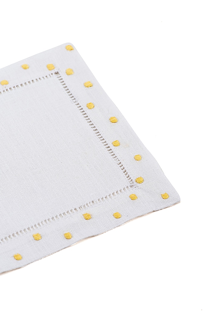 White Linen Polka Dot Cocktail Napkin (Set Of 4) by Table Manners at Pernia's Pop Up Shop