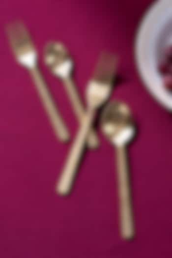 Gold Stainless Steel & Brass PVD Cutlery (Set Of 4) by Table Manners