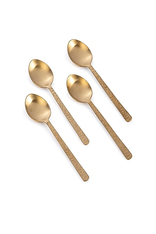 Brass Gold Stainless Steel & Brass PVD Dinner Spoon (Set Of 4) by Table Manners