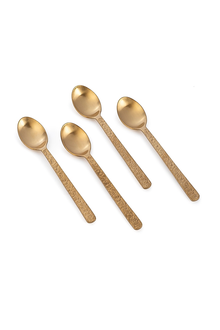 Brass Gold Stainless Steel & Brass PVD Dessert Spoon (Set Of 4) by Table Manners