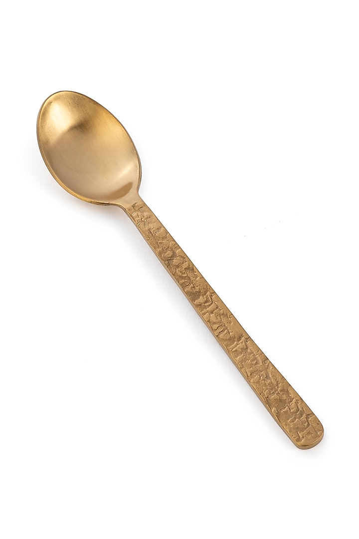 Brass Gold Stainless Steel & Brass PVD Dessert Spoon (Set Of 4) by Table Manners at Pernia's Pop Up Shop
