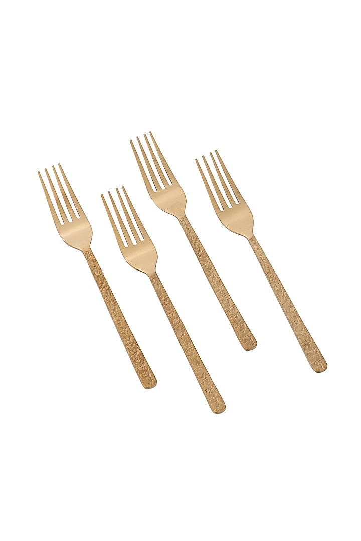 Brass Gold Stainless Steel & Brass PVD Dinner Fork (Set Of 4) by Table Manners
