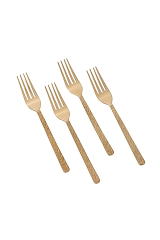 Brass Gold Stainless Steel & Brass PVD Dinner Fork (Set Of 4) by Table Manners