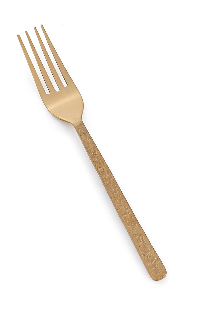 Brass Gold Stainless Steel & Brass PVD Dinner Fork (Set Of 4) by Table Manners at Pernia's Pop Up Shop