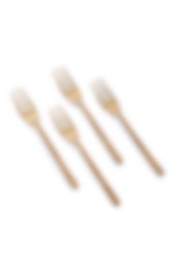 Brass Gold Stainless Steel & Brass PVD Dessert Fork (Set Of 4) by Table Manners