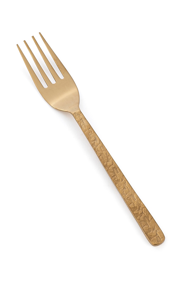 Brass Gold Stainless Steel & Brass PVD Dessert Fork (Set Of 4) by Table Manners at Pernia's Pop Up Shop