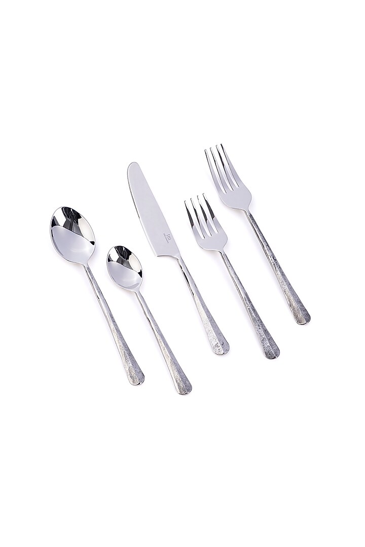 Silver Stainless Steel Cutlery (Set Of 5) by Table Manners at Pernia's Pop Up Shop