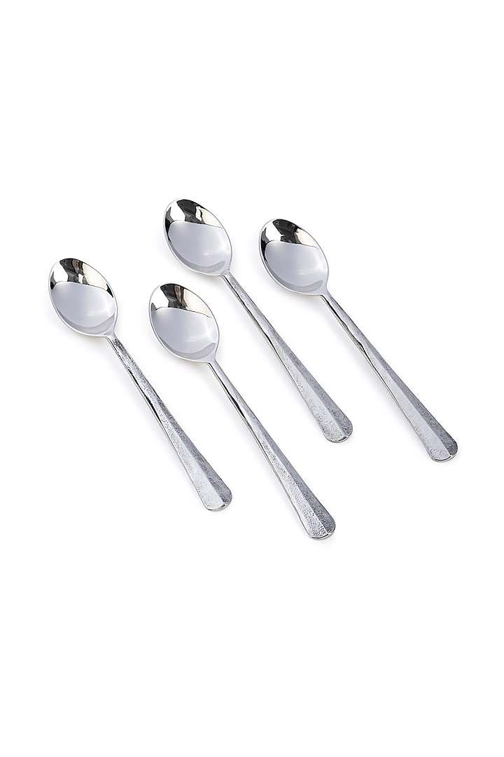 Silver Stainless Steel Dessert Spoon (Set Of 4) by Table Manners