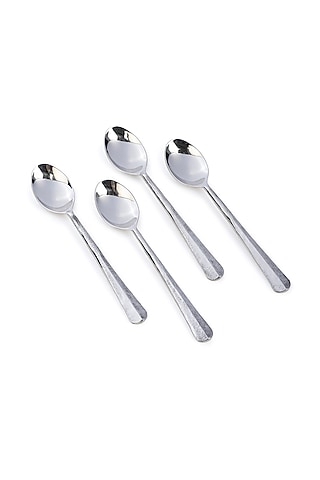 Silver Stainless Steel Dessert Spoon (Set Of 4) by Table Manners