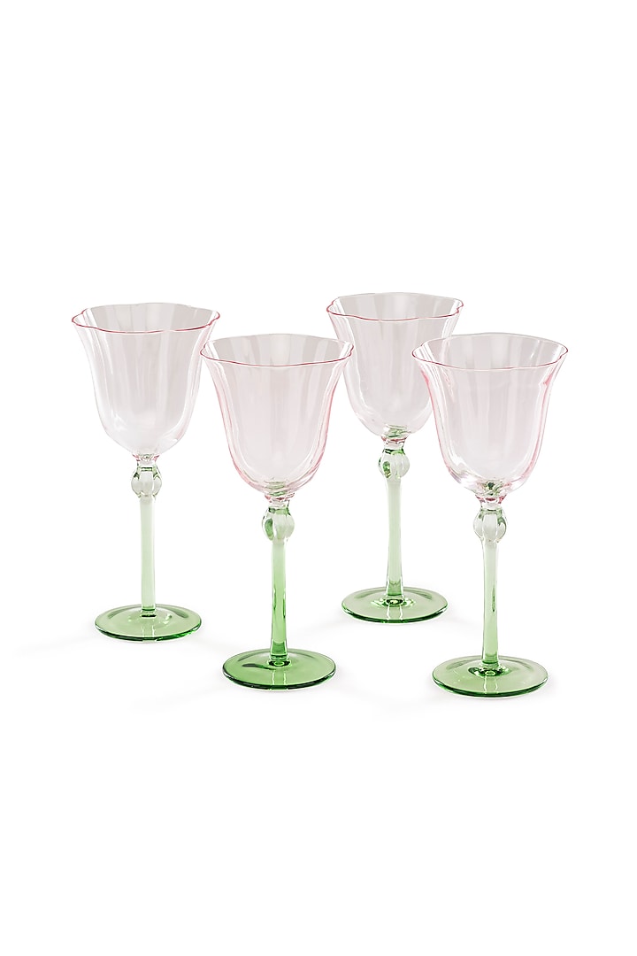 Pink & Green Wine Glasses (Set of 4) by Table Manners