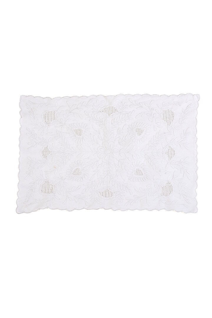 White Chikankari Placemat by Table Manners at Pernia's Pop Up Shop