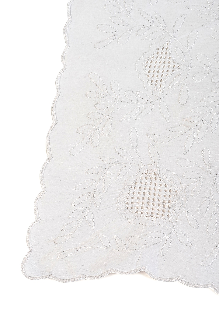 White Chikankari Placemat by Table Manners at Pernia's Pop Up Shop