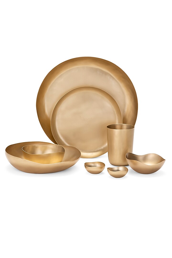 Matte Brass Dinner Set Of 7 by Table Manners at Pernia's Pop Up Shop