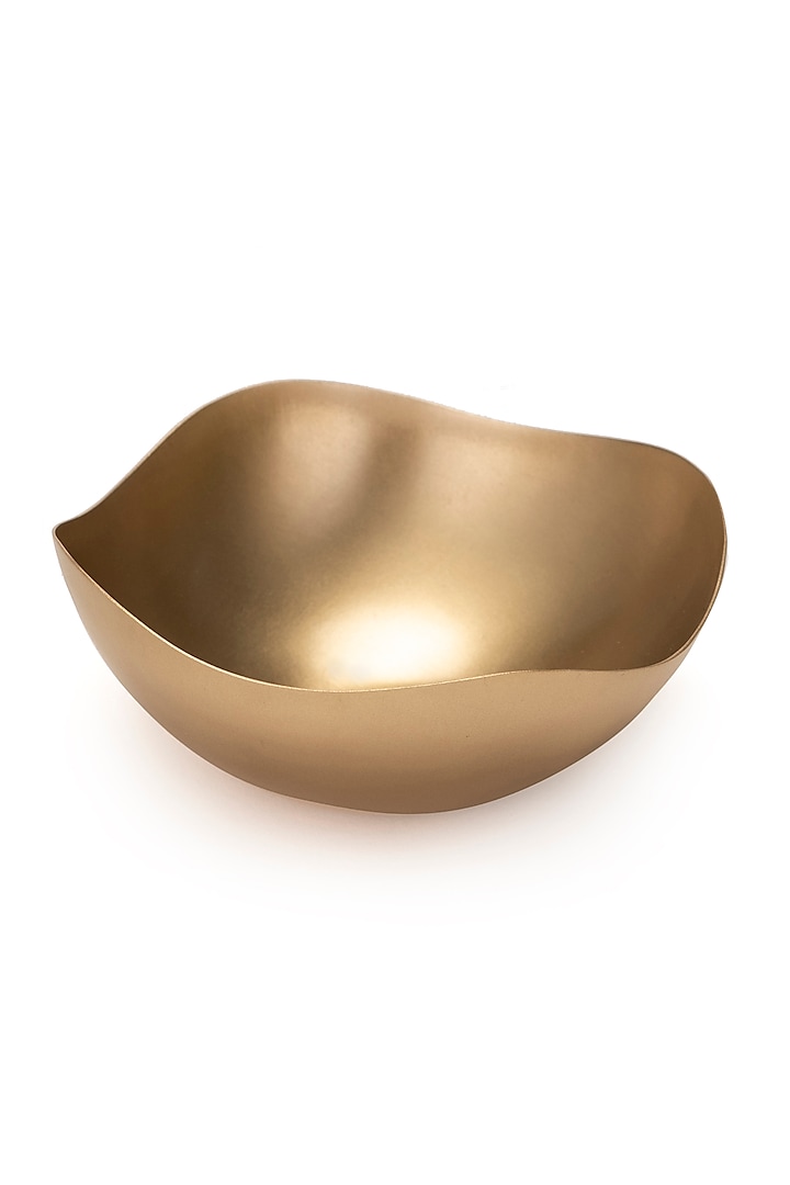 Matte Brass Handcrafted Deep Bowl by Table Manners