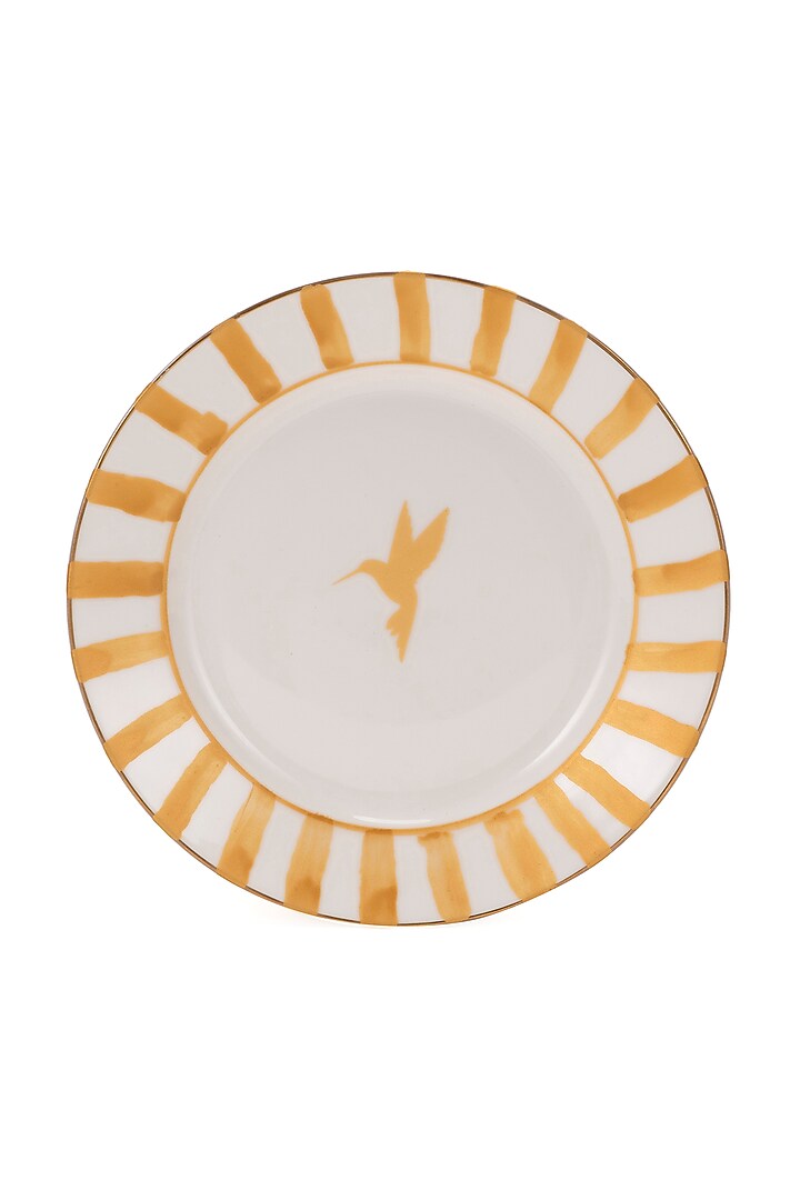 White & Mustard Yellow Bone China Handpainted Dessert Plate by Table Manners at Pernia's Pop Up Shop