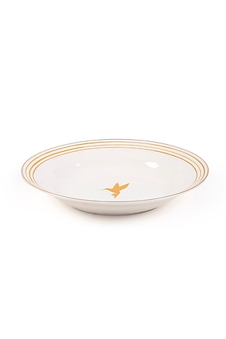 White & Mustard Yellow Bone China Handpainted Appetiser Plate by Table Manners
