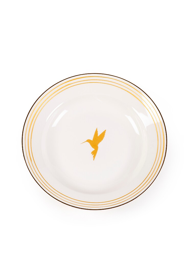 White & Mustard Yellow Bone China Handpainted Appetiser Plate by Table Manners at Pernia's Pop Up Shop
