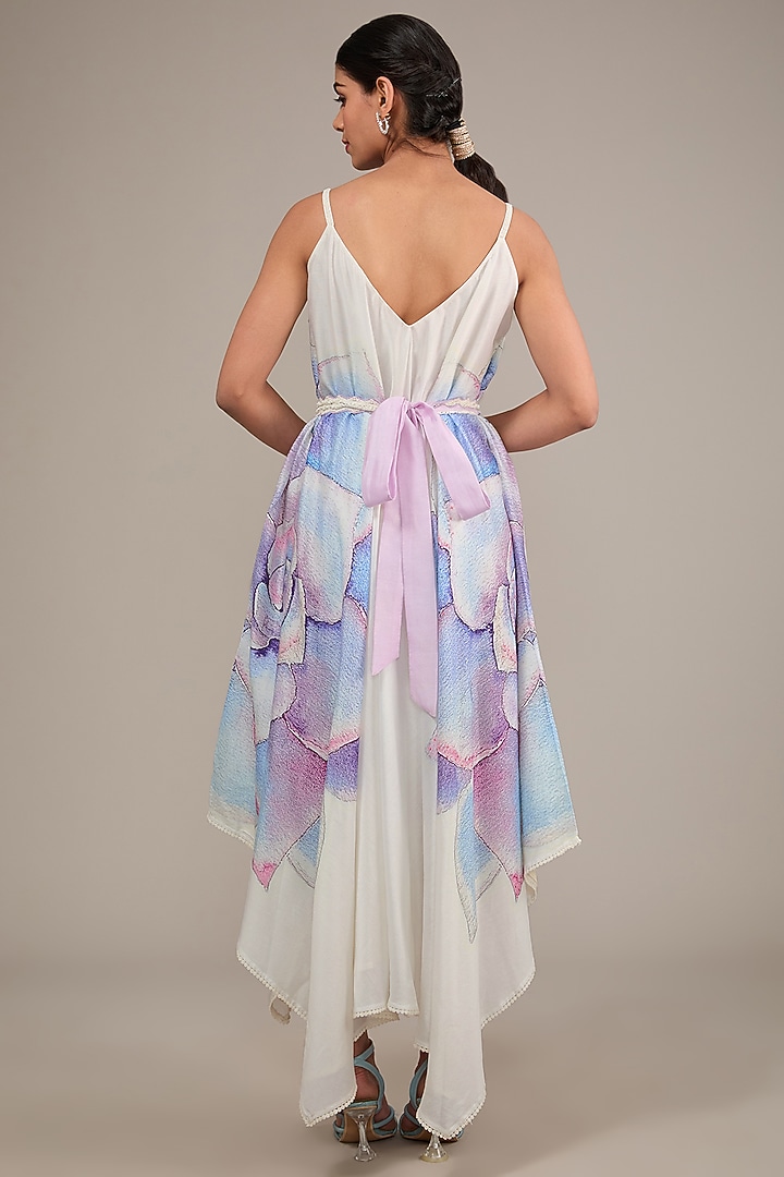 Ivory Chanderi Floral Printed Tunic by TABEER INDIA at Pernia's Pop Up Shop