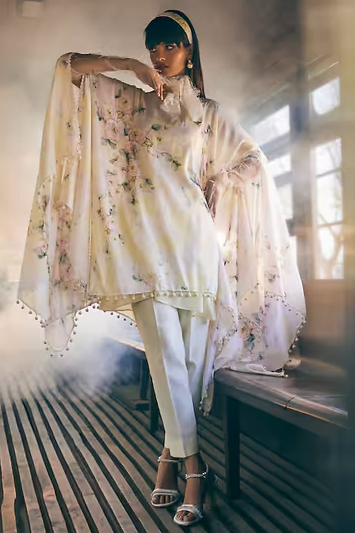 Yellow Chanderi Cotton Floral Printed Co-Ord Set by TABEER INDIA at Pernia's Pop Up Shop