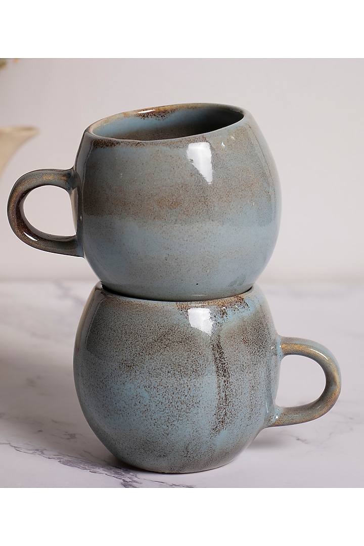 Dove Blue Ceramic Mugs (Set of 2) Design by The Table Fable at Pernia's