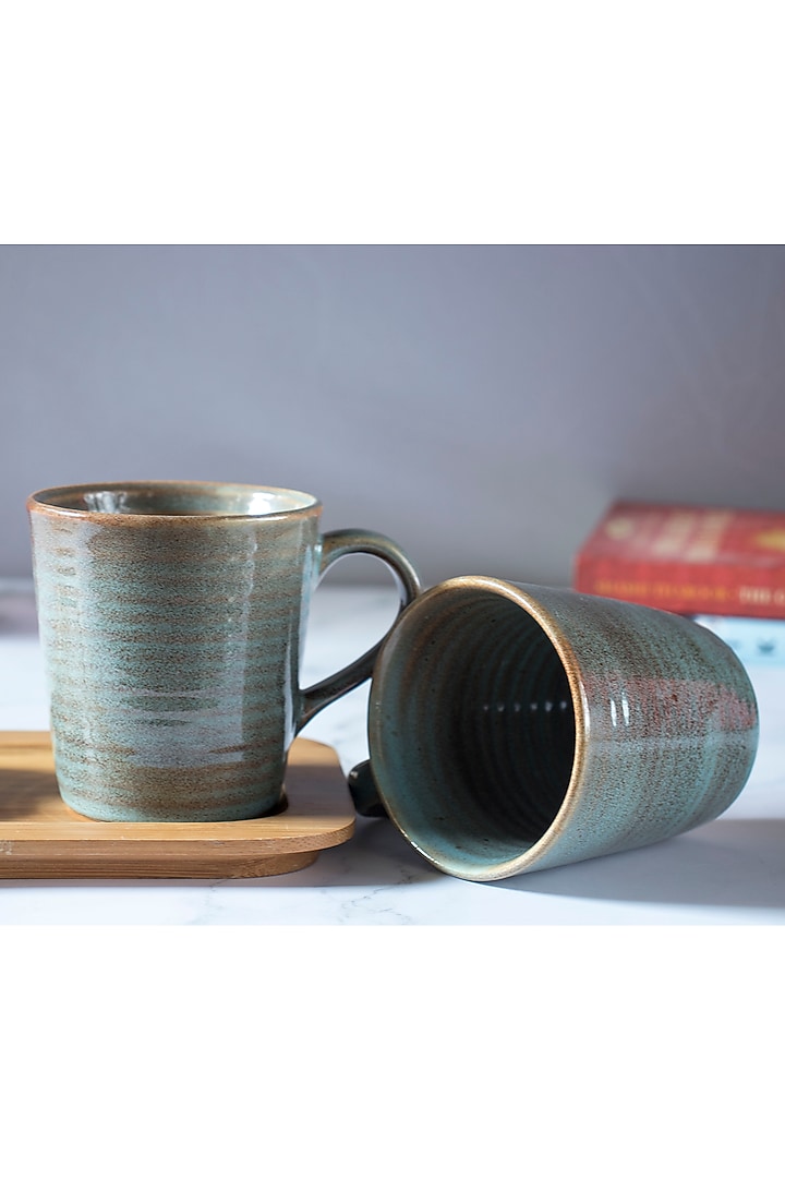 Dove Blue Ceramic Coffee Mugs (Set of 2) by The Table Fable at Pernia's Pop Up Shop