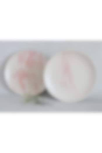 White & Pink Ceramic Plates (Set of 2) by The Table Fable