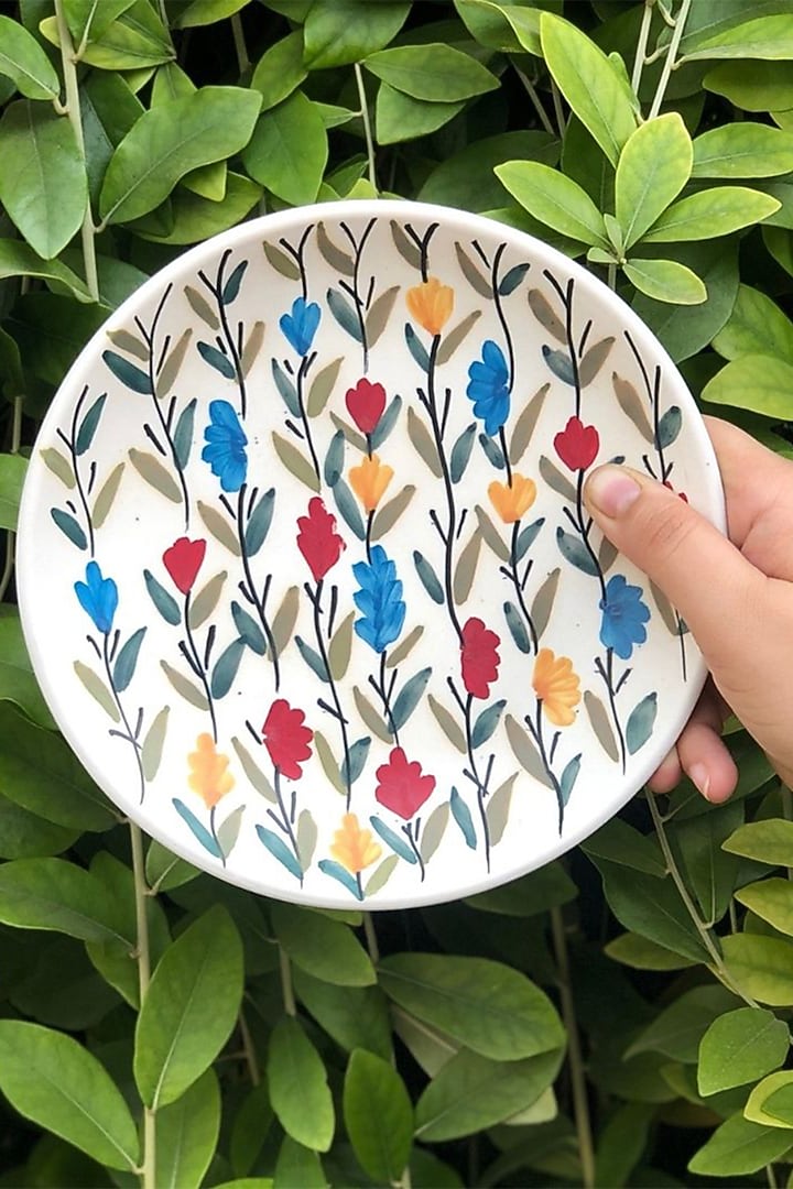 Multi-Colored Floral Quarter Plates (Set of 2) by The Table Fable at Pernia's Pop Up Shop