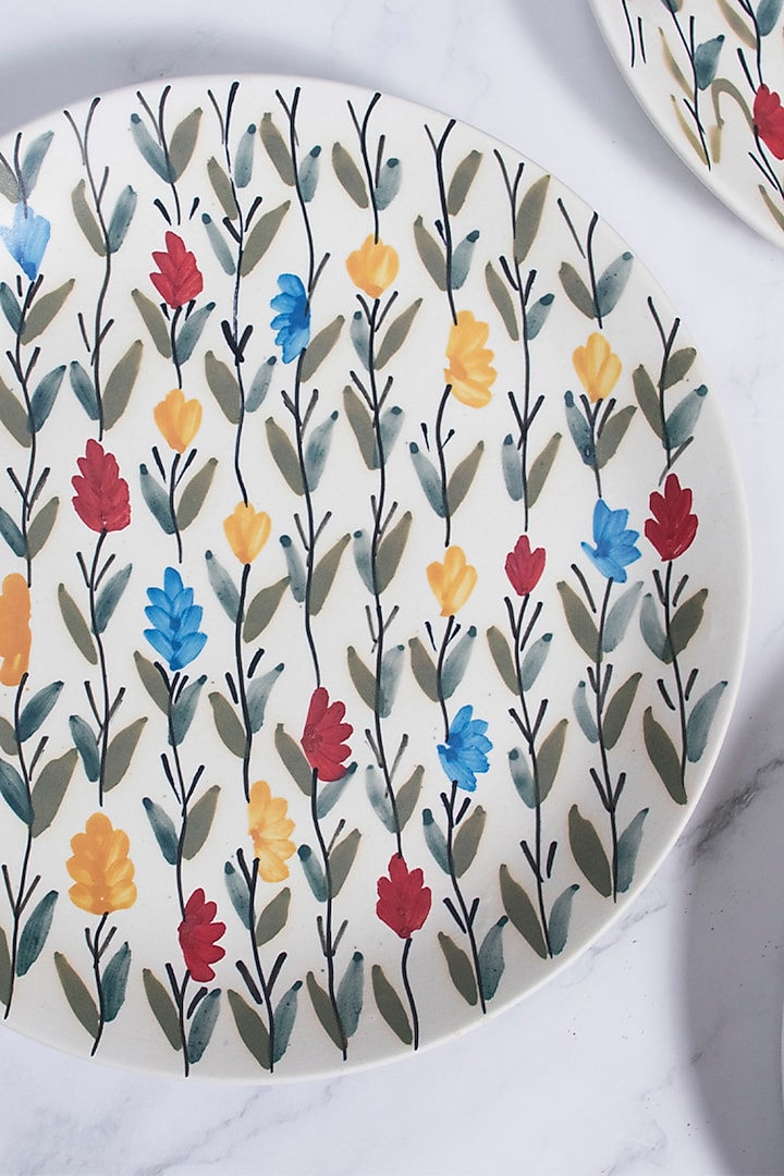 Multi-Colored Floral Dinner Plates (Set of 2) by The Table Fable at Pernia's Pop Up Shop
